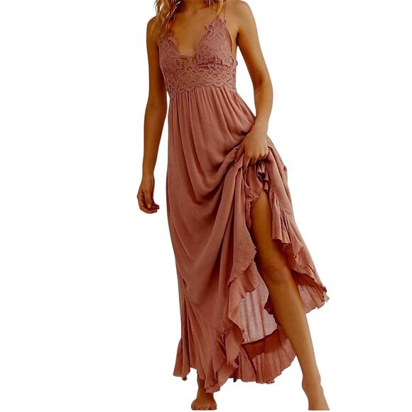 Free People Dresses & Skirts - Free People One medium Adella crochet lace maxi slip dress D2 3101